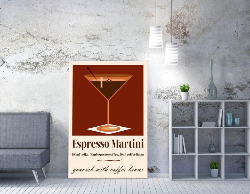 Espresso Martini Poster - Premium Canvas Wall Art | Handmade UK Cocktail Print