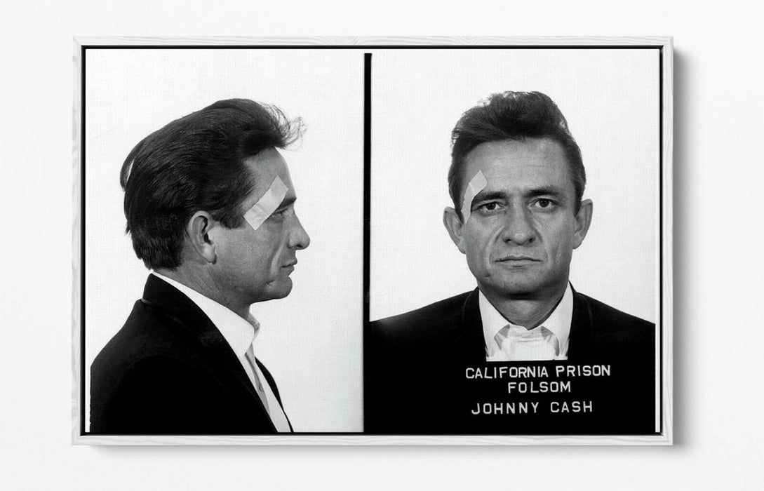 JOHNNY CASH MUGSHOT 2 -FLOAT EFFECT CANVAS WALL ART PIC PRINT- BLACK & WHITE