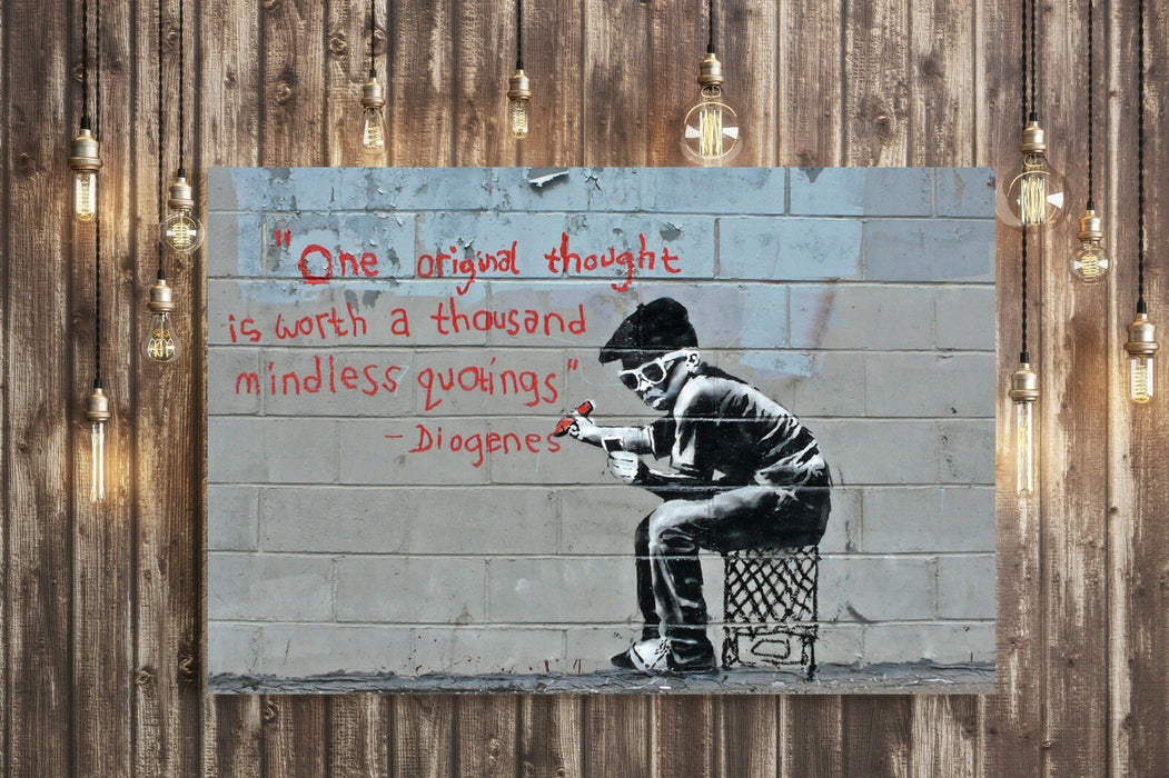 BANKSY CANVAS STREET WALL ART PRINT ARTWORK - ORIGINAL THOUGHT