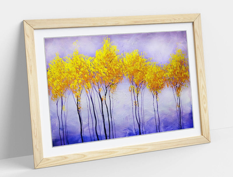 Framed Wall Art Abstract Colourful Gold Tree Landscape Poster Print - Handmade UK