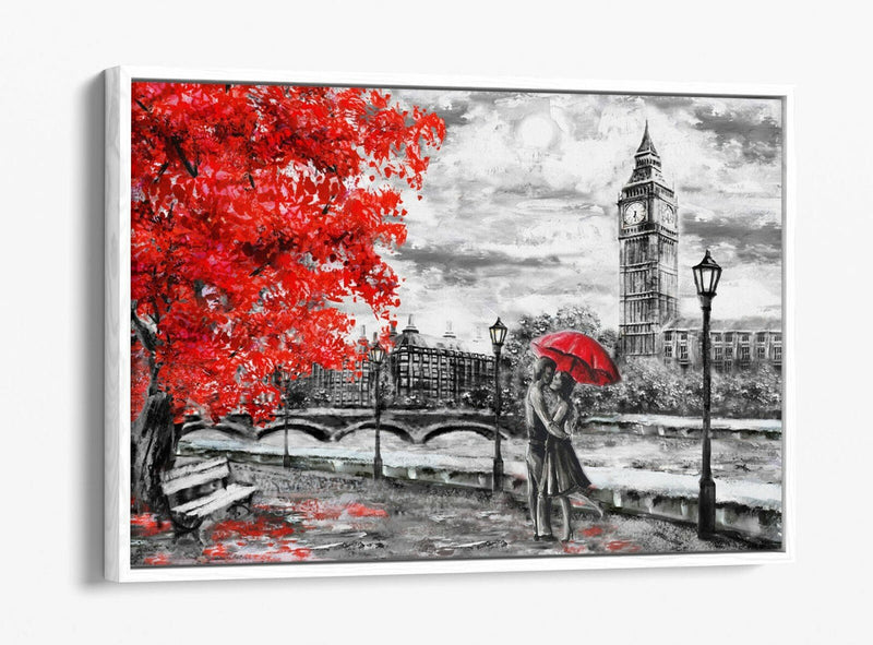 Canvas Wall Art – London Big Ben Float Effect Black White Print on MDF Frame