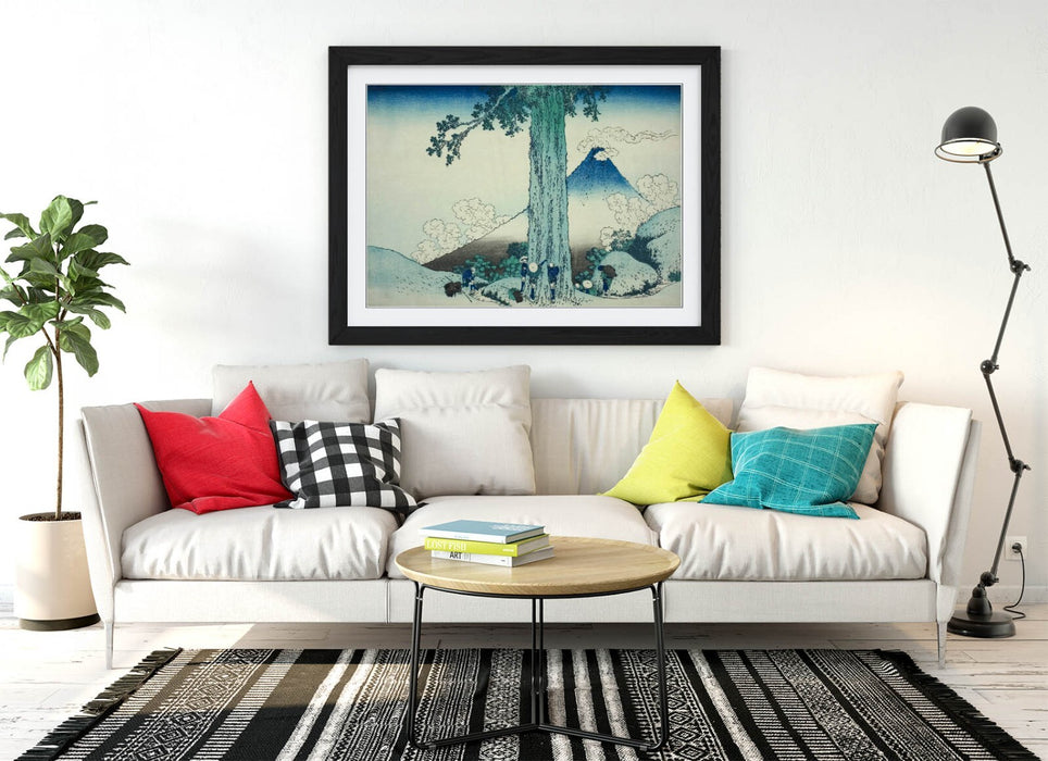 Framed Art Poster - Katsushika Hokusai Mishima Pass Artwork | Matte Finish, Woodgrain Frame