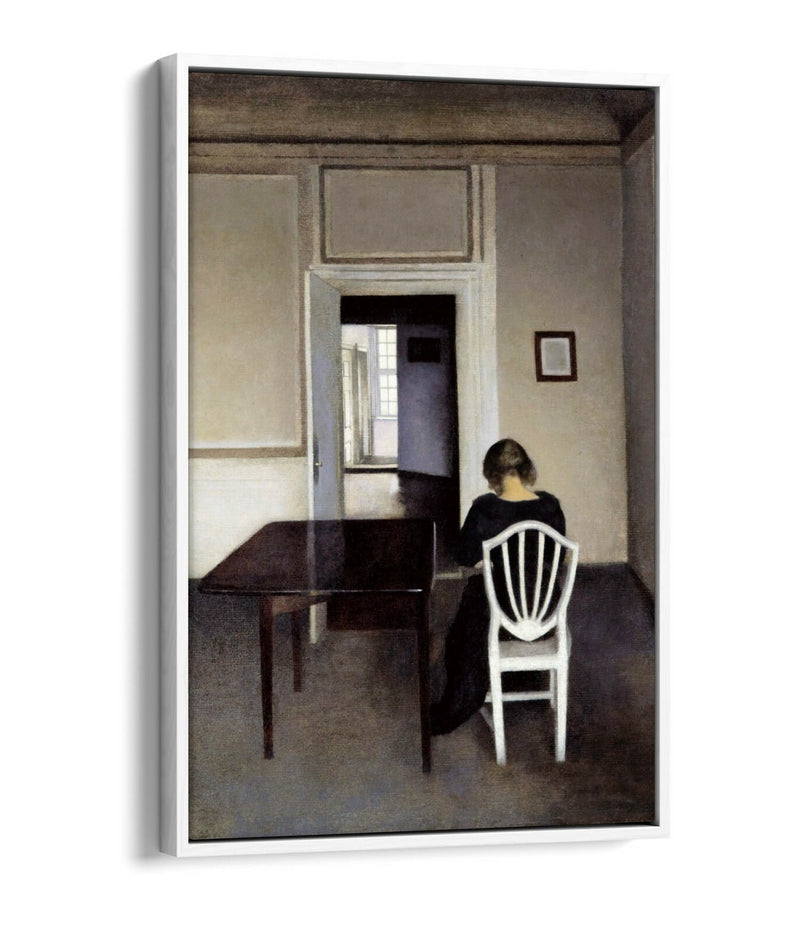 Canvas Wall Art | Vilhelm Hammershoi Interior With Ida - Stylish Float Effect Print
