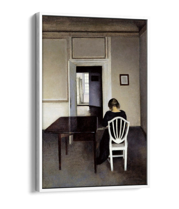 VILHELM HAMMERSHOI INTERIOR WITH IDA -FLOAT EFFECT CANVAS WALL ART PICTURE PRINT