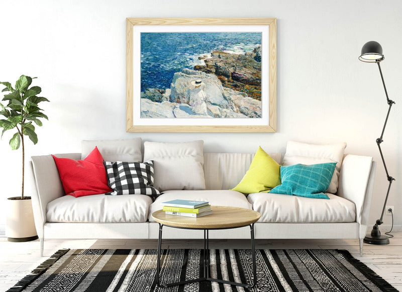 Framed Wall Art Print – Childe Hassam South Ledges Artwork | Matte Paper, Woodgrain Frame