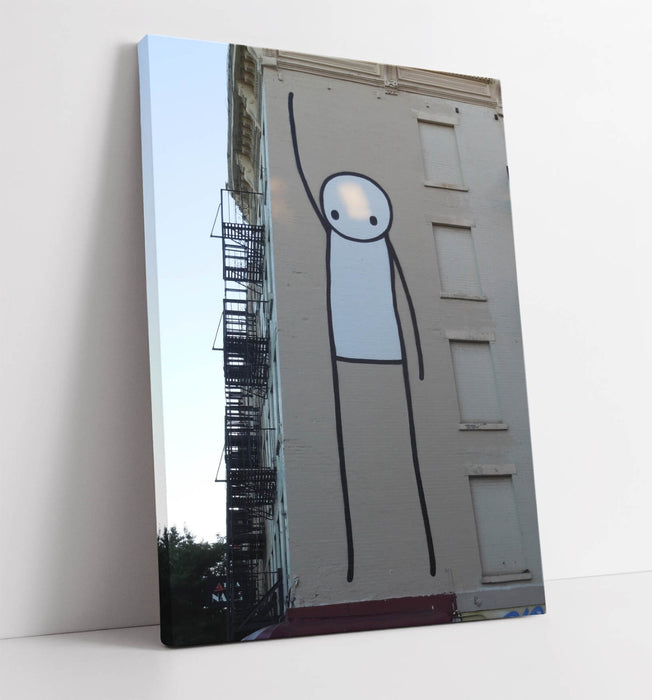 Canvas Wall Art – Stik Giant Stick Man Funny Graffiti Print on Archival Grade Canvas