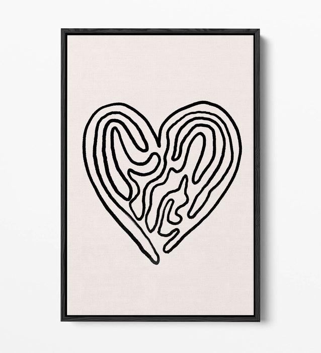 Canvas Wall Art - Heart Minimalist Illustration Float Effect | Handmade Bedroom Decor