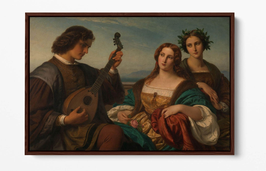 KARL FERDINAND SOHN, MINSTREL & TWO LADIES -FLOAT EFFECT CANVAS WALL ART PRINT