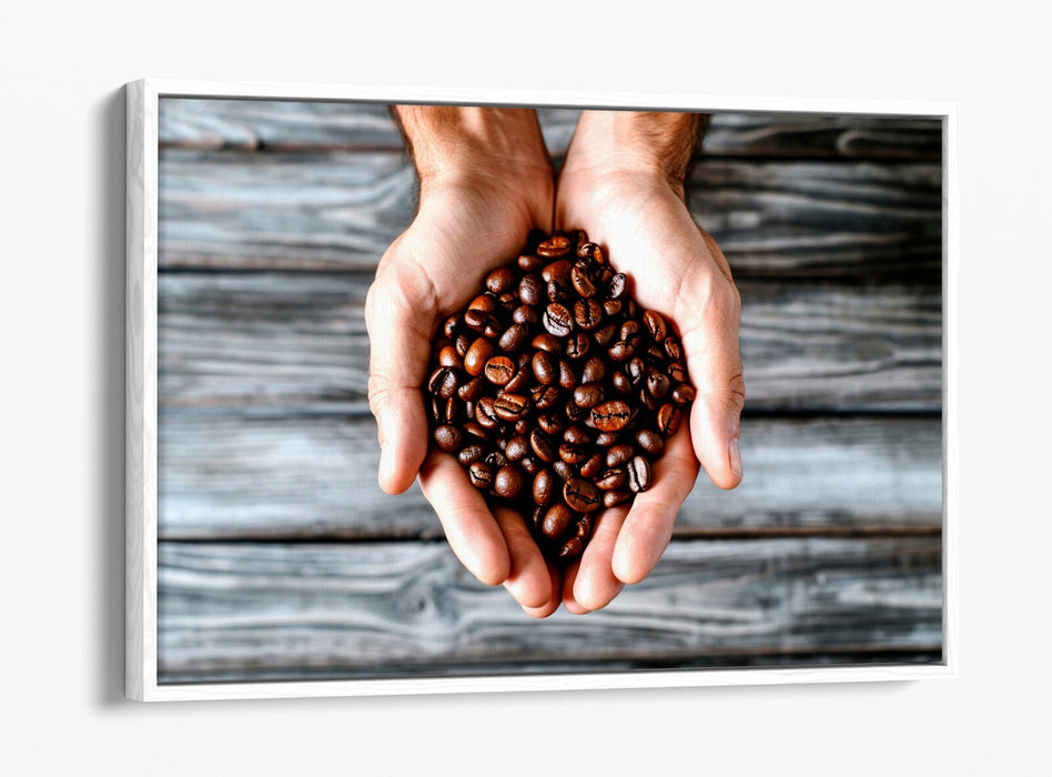Canvas Wall Art – Coffee Bean Decor With Float Effect Frame | Handmade Print