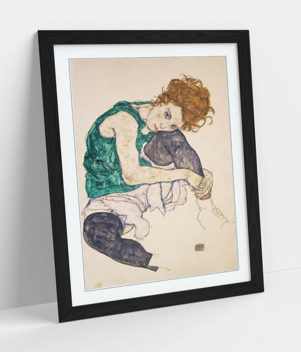Framed Art Poster - Handmade UK Frame, Egon Schiele Seated Woman Artwork