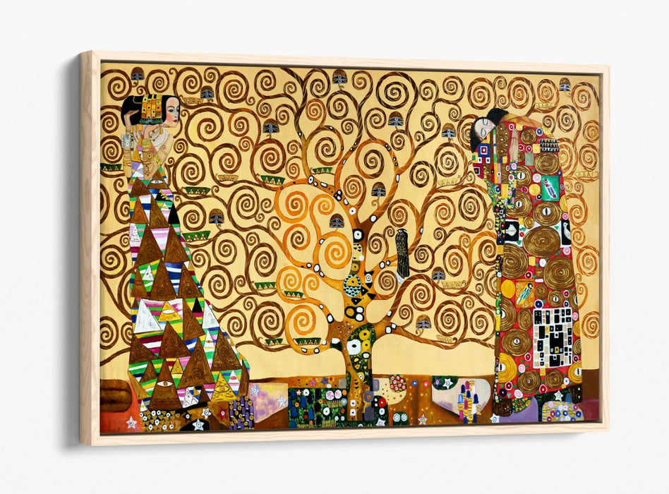 GUSTAV KLIMT THE TREE OF LIFE -FLOAT EFFECT CANVAS WALL ART PIC PRINT- ORANGE
