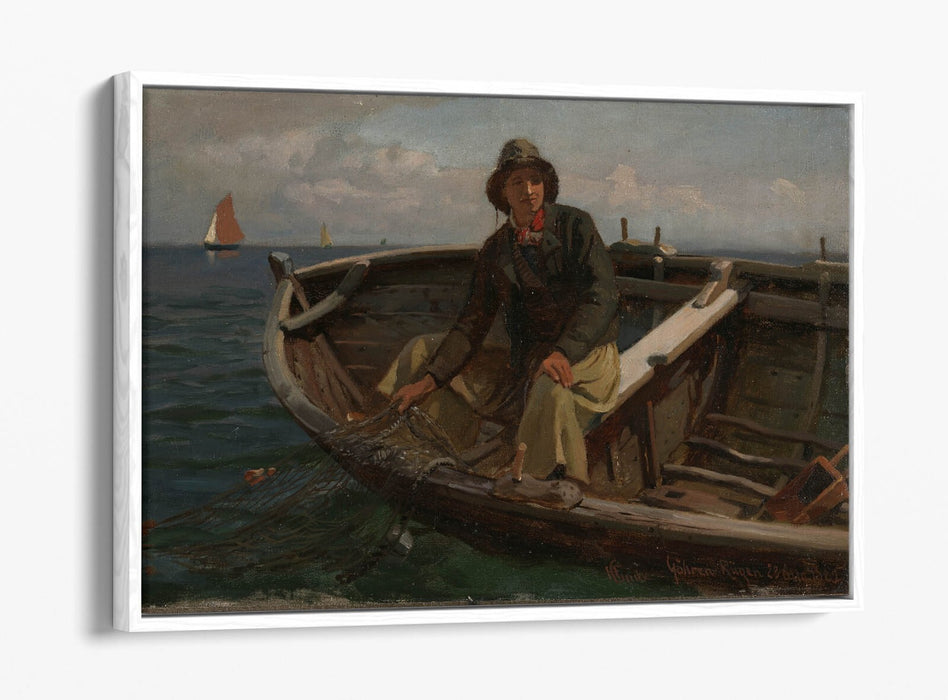 Canvas Wall Art | Handmade Float Effect Canvas Print of Hans Gude Fisherman