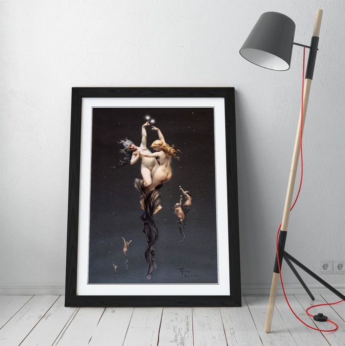 Framed Wall Art Poster - Luis Ricardo Falero Twin Stars Painting Print 4 Sizes