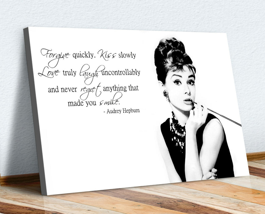 AUDREY HEPBURN MOTIVATIONAL QUOTE 30MM DEEP FRAMED PRINT CANVAS WALL ART