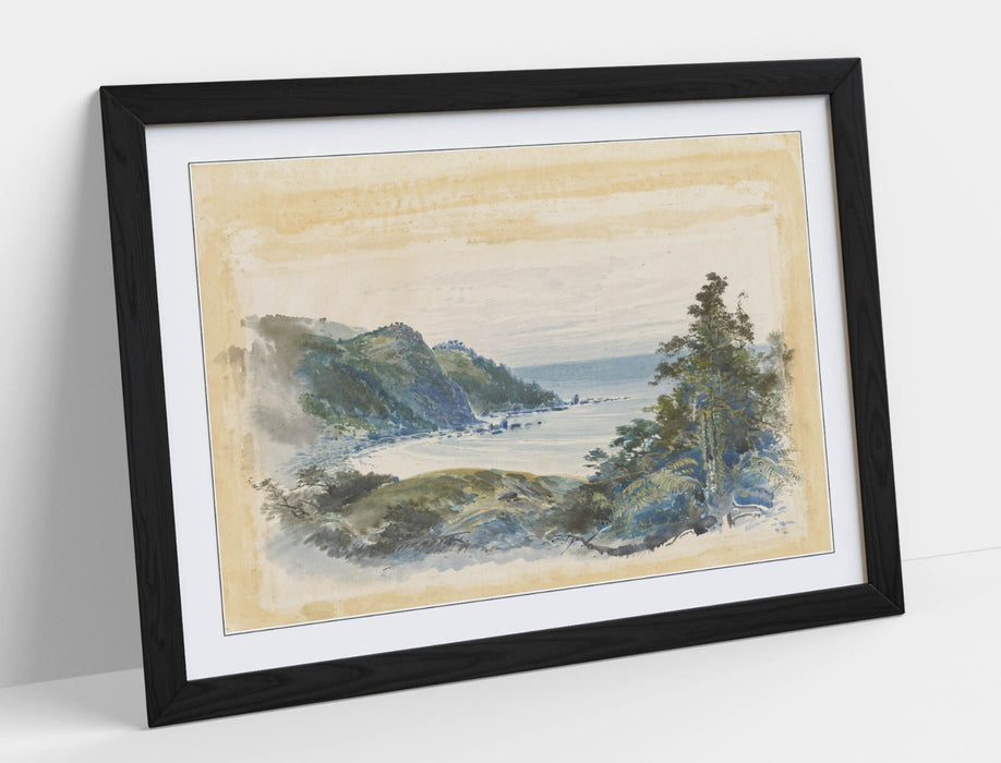 Framed Art Poster - William Hodgkins Coastal Print | Natural Wood Frame, Matte Paper