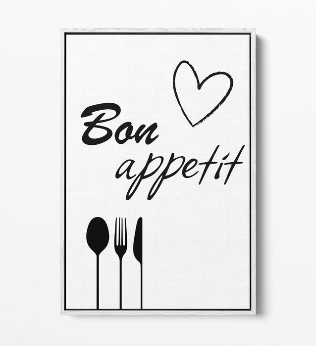 "BON APPETIT" KITCHEN HOME QUOTE SLOGAN -FLOAT EFFECT CANVAS WALL ART PRINT