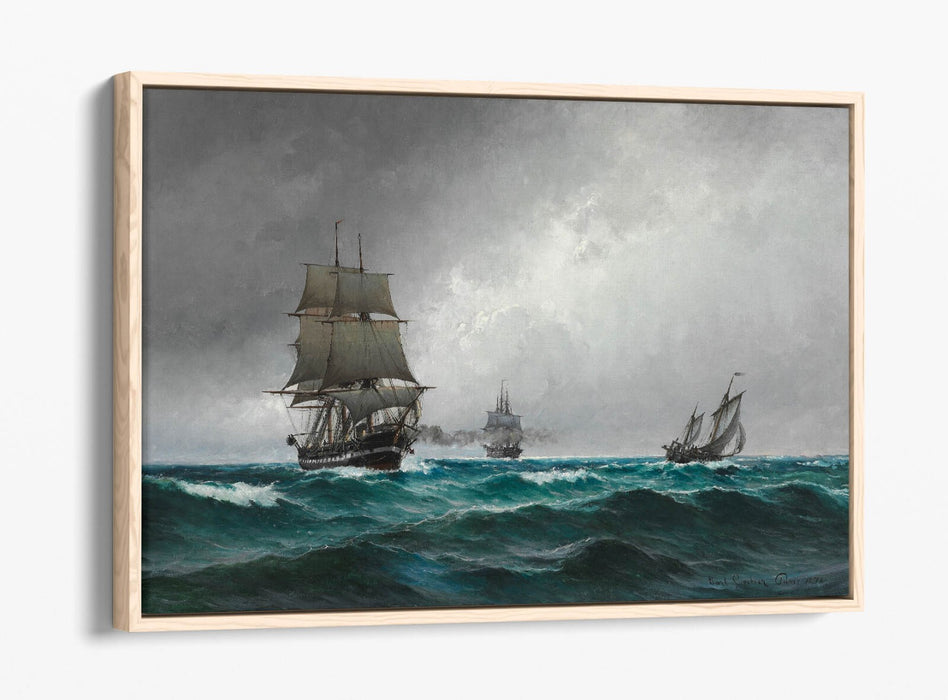 CARL LOCHER, QUIET EVENING IN THE NORTH SEA -FLOAT EFFECT CANVAS WALL ART PRINT