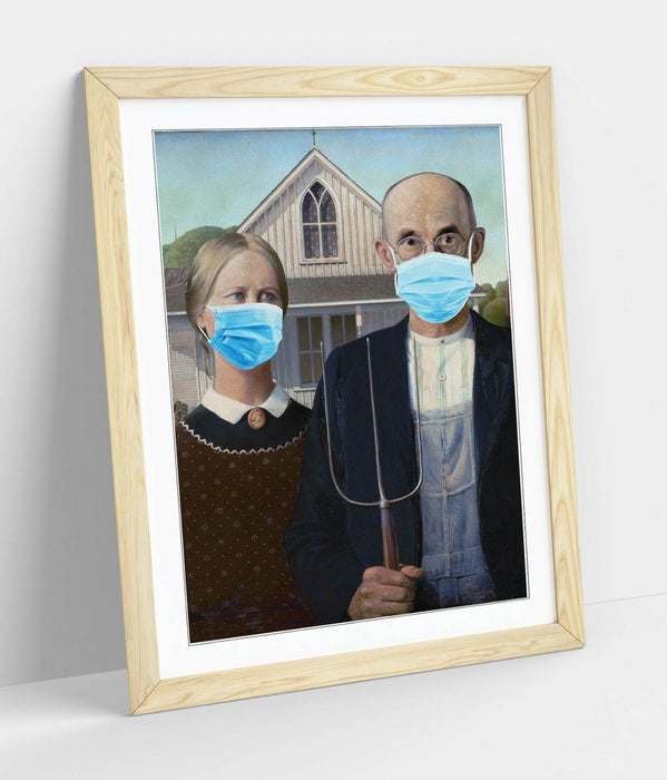 Banksy Framed Poster - American Gothic Wall Art Print, Handmade Matte Finish Art