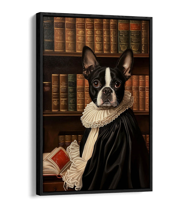 Boston Terrier Canvas Art - Funny Dog Portrait on Float Effect Canvas Print