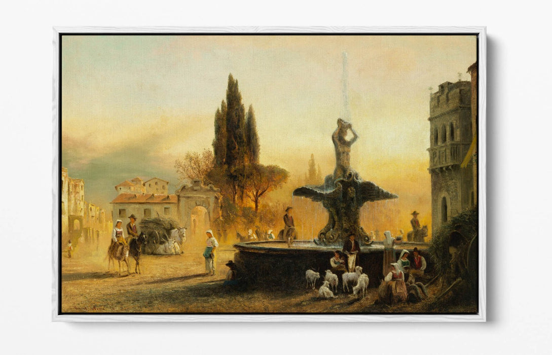 Float Effect Canvas Art | Albert Arnz Piazza Barberini Rome – Vibrant Handmade Wall Decor