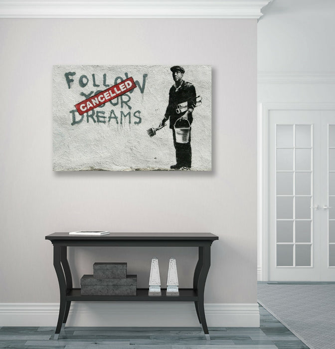BANKSY - FOLLOW YOUR DREAMS CANCELLED CANVAS WALL ART PRINT ARTWORK GRAFFITI