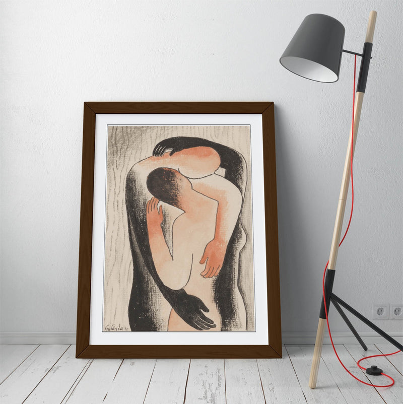 Framed Wall Art Poster - 'Mikulas Galanda, The Embrace' Handmade UK Framed Print