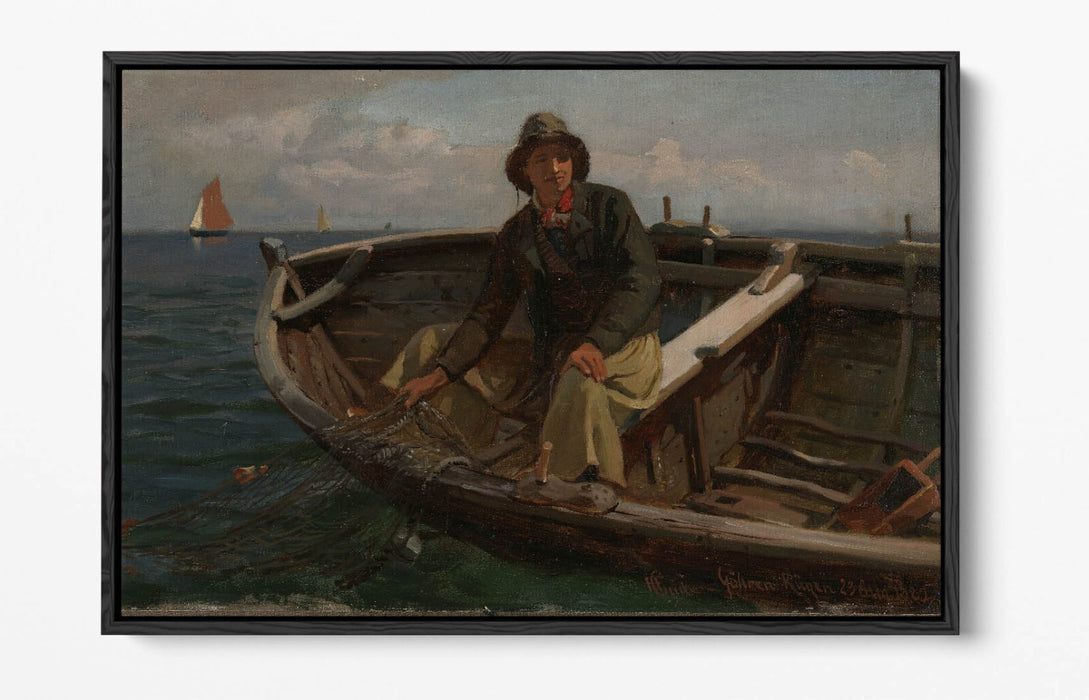 Canvas Wall Art | Handmade Float Effect Canvas Print of Hans Gude Fisherman