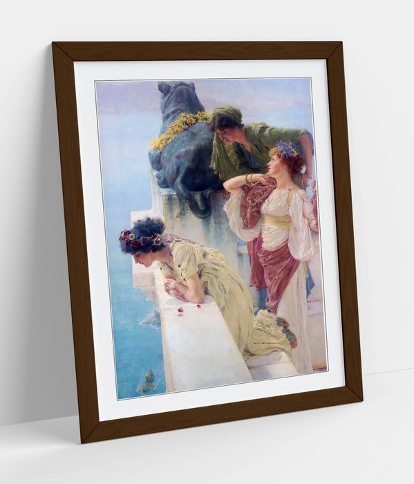 Framed Wall Art - Lawrence Alma Tadema Classic Art Print With Woodgrain Frame Finish