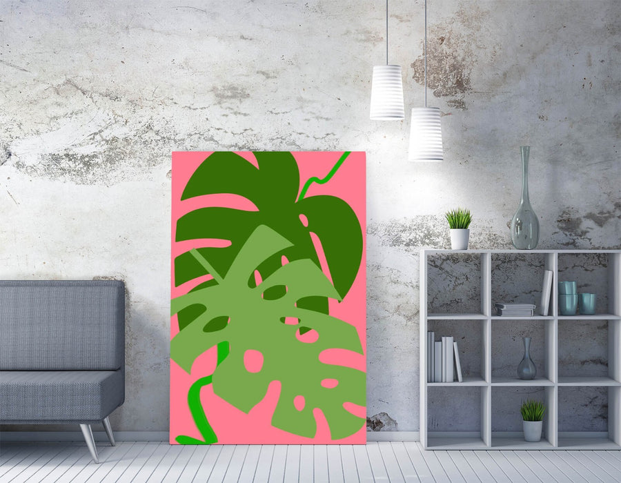MONSTERA LEAVES BOTANICAL TRENDY MINIMALIST -CANVAS WALL ART PICTURE PRINT