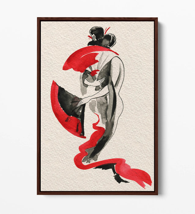 Japanese Canvas Wall Art - Geisha Illustration Print | Float Effect Canvas Decor