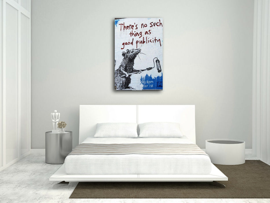 BANKSY CANVAS STREET WALL ART PRINT ARTWORK RATS - NO SUCH THING GOOD PUBLICITY