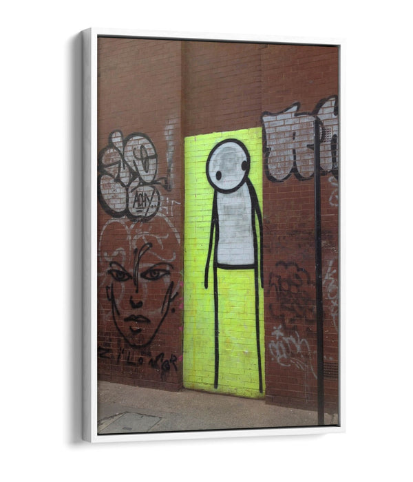 Canvas Art Print - Yellow Graffiti Wall Art With Float Effect & MDF Frame