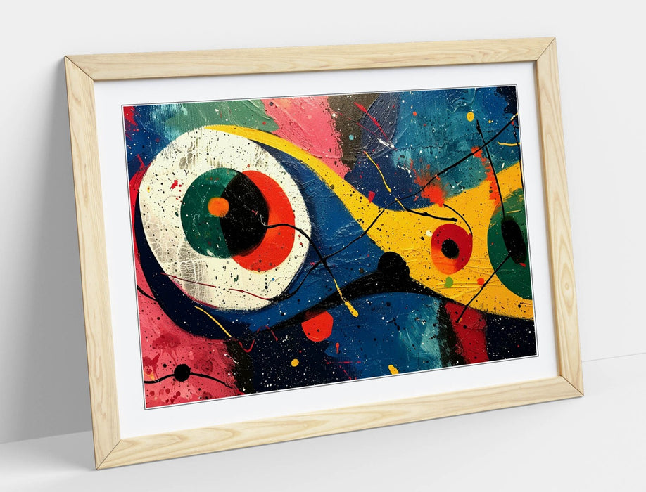 Framed Wall Art - Multi Colour Abstract Eye Painting Joan Miro Print | Handmade UK