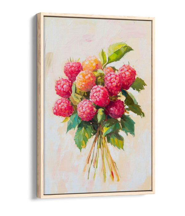 Red Raspberry Canvas Art - Float Effect Canvas Wall Art With Premium Varnish Finish