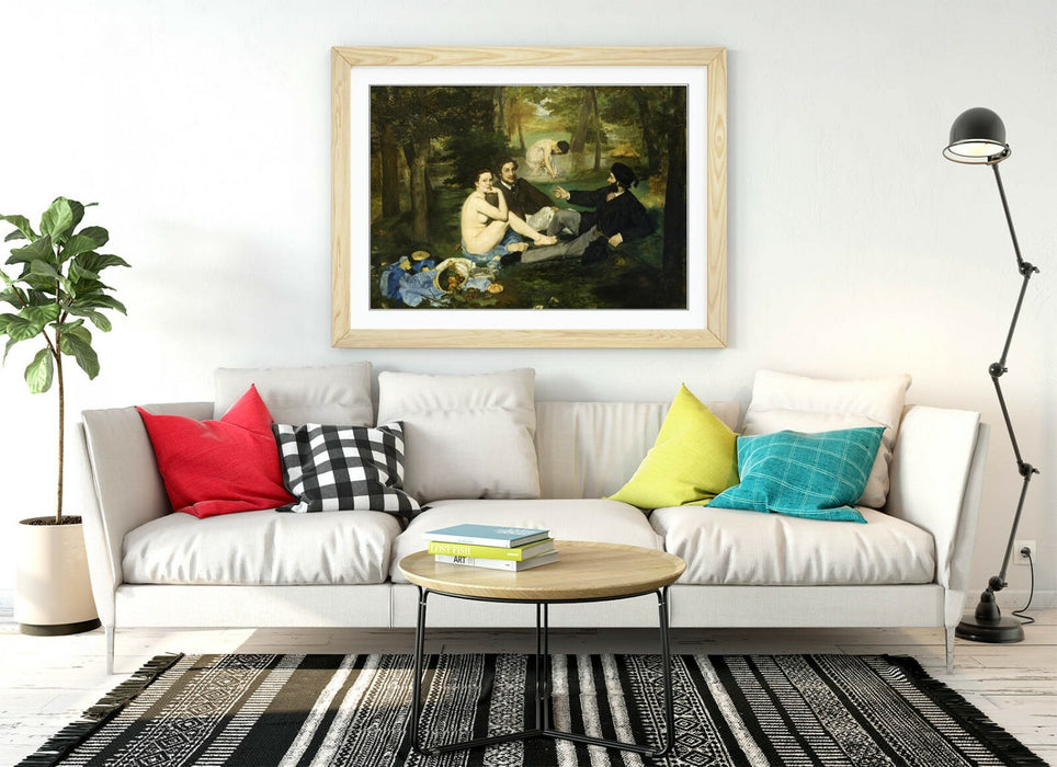 Framed Art Poster – Manet Luncheon Print With British Handmade Woodgrain Frame