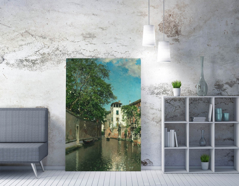 Canvas Wall Art - Martin Rico Venice Canal Painting on Handmade Canvas Print