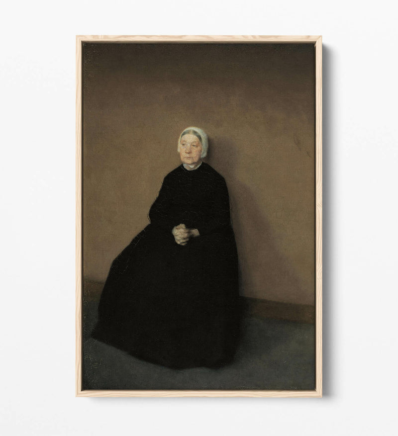 Canvas Wall Art Print - Vilhelm Hammershoi Old Woman | Float Effect, Premium Frame