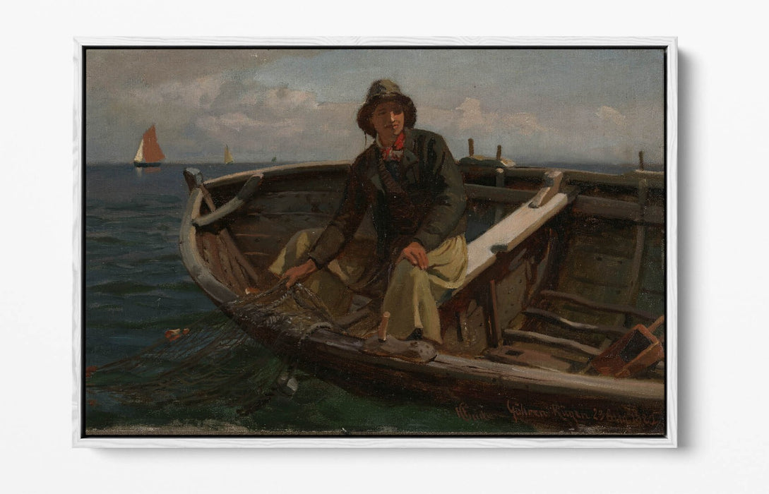 Canvas Wall Art | Handmade Float Effect Canvas Print of Hans Gude Fisherman