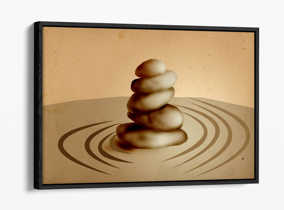 ABSTRACT ZEN STONE STACK HOME DECOR -FLOAT EFFECT CANVAS WALL ART PRINT