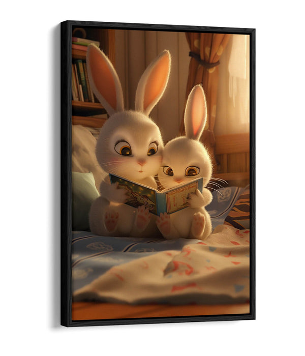 Kids Bedroom Canvas Art - Mother and Child Bunny Float Effect Wall Decor