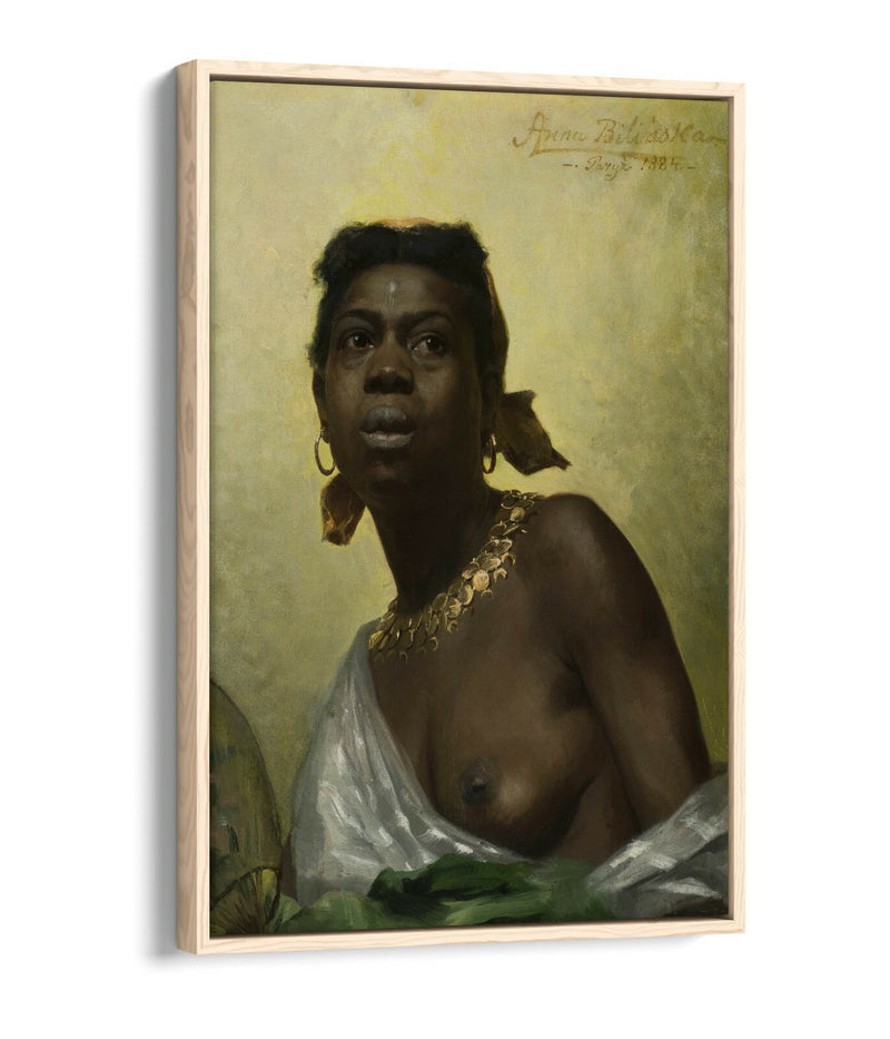 Float Effect Canvas Art – Anna Bilinska Black Woman Artwork on MDF Frame