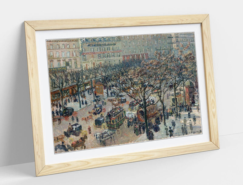 Framed Art Poster - 'Camille Pissarro, Boulevard of the Italians' Print With Woodgrain Frame