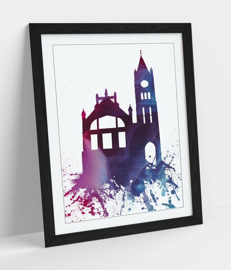 Framed Wall Art - Derry Guildhall Print | Handmade UK Art, Natural Wood Frame