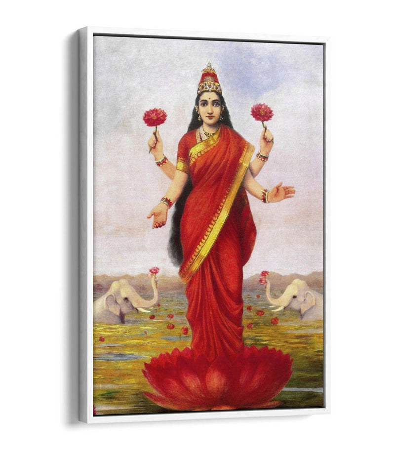 Float Effect Canvas Art - Raja Ravi Varma Goddess Lakshmi Premium Wall Decor