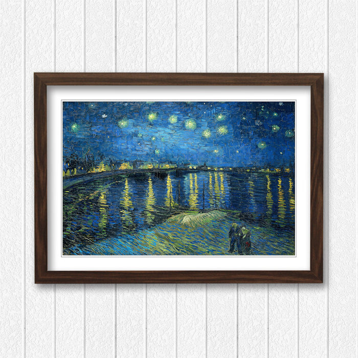 Van Gogh Framed Art – Starry Night Over Rhone Poster | Handmade Woodgrain Frame