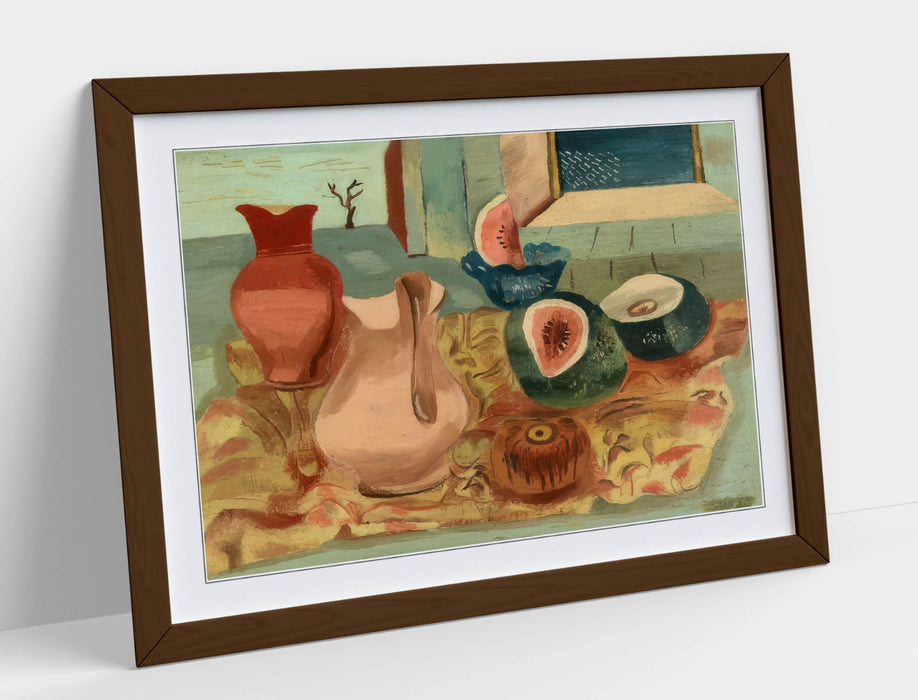 Framed Wall Art - Frances Hodgkins Cut Melons Painting | UK Made Natural Wood Frame