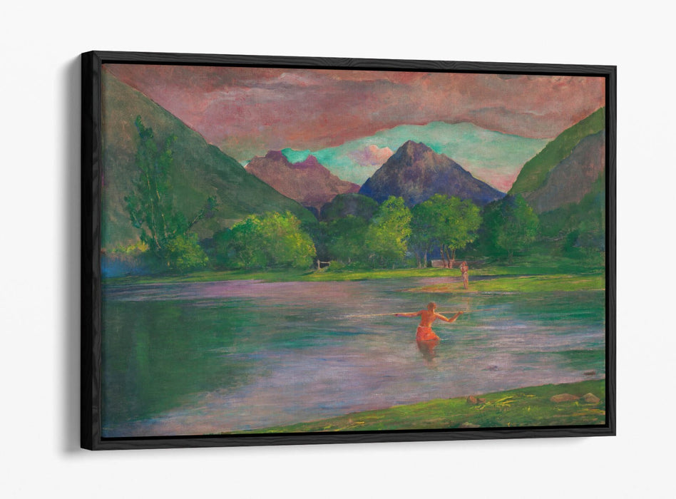 Canvas Wall Art Print - Fisherman Spearing Fish | Float Effect Canvas Decor