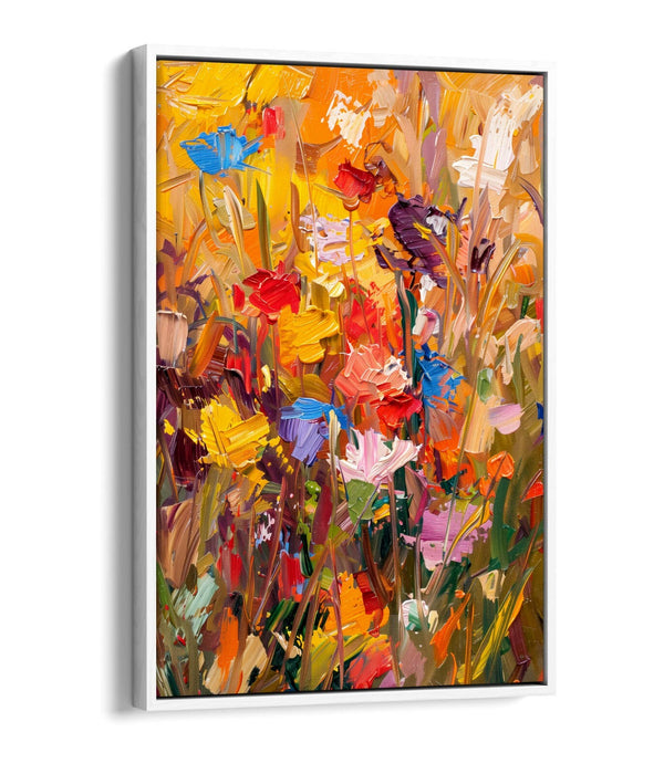 BOUQUET FLOWERS YELLOW IMPRESSIONIST STYLE DECOR FLOAT EFFECT CANVAS ART PRINT