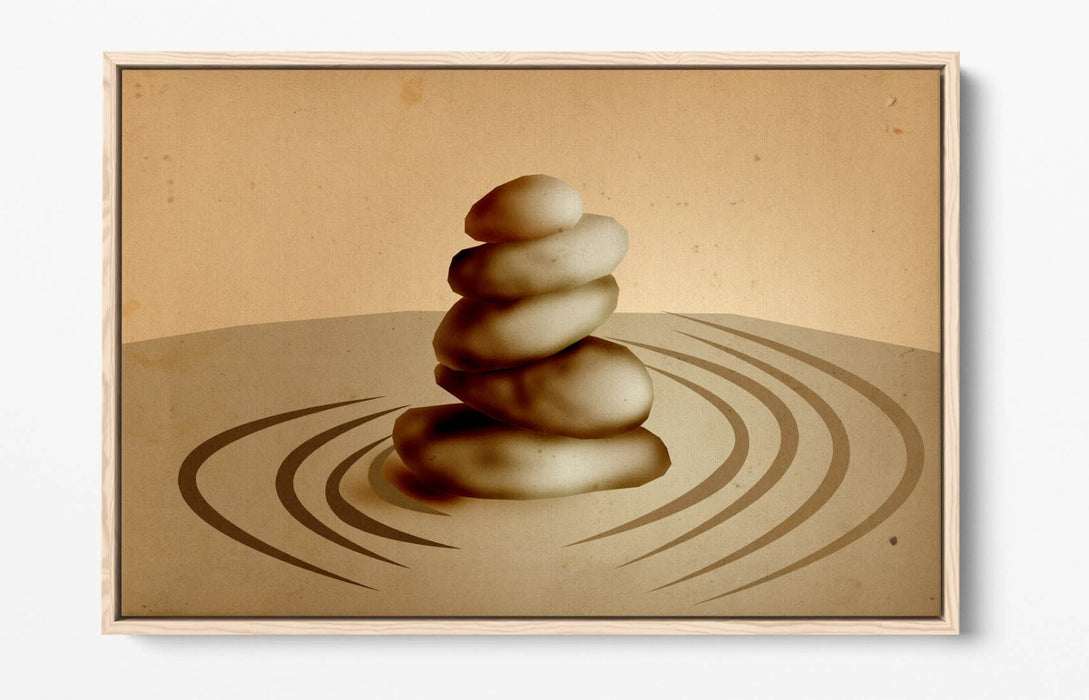ABSTRACT ZEN STONE STACK HOME DECOR -FLOAT EFFECT CANVAS WALL ART PRINT