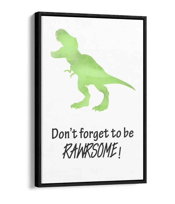 "RAWRSOME" DINOSAUR WATERCOLOUR KIDS NURSERY -FLOAT EFFECT CANVAS WALL ART PRINT